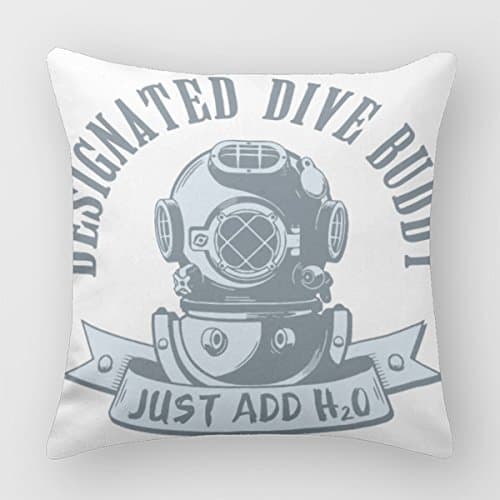 Designated Dive Buddy Scuba Diving Pillow Case Cover Square Throw Pillow Case Covers