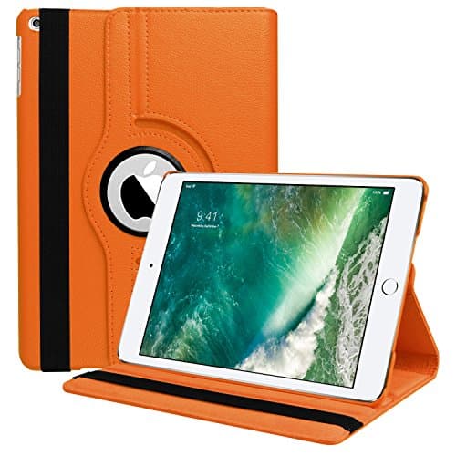 HBorna Case iPad 2018 2017 / iPad Air 2 / iPad Air, 360 Degree Rotating Stand Protective Cover with Auto Sleep/Wake Function, for Apple New iPad 9.7 inch 6th 5th Gen/iPad Air2 /iPad Air1, Orange