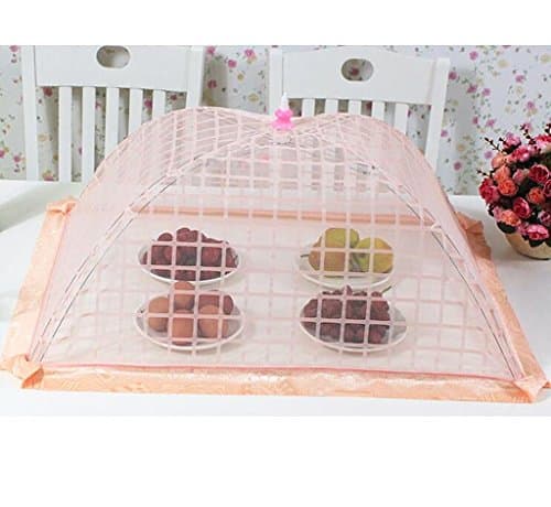 Wgwioo Rectangular Retro Printing Household Pop-up Mesh Screen Food Cover Easy Fold Up Storage Fruit Snacks Table Protector , 2