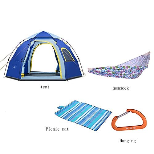 QFFL zhangpeng Tent Hexagonal Automatic Hydraulic Spring Tent Outdoor 4-5 Camping Tents Camping Couple Leisure Fishing Account Big Tent 6colors Optional Tunnel Tents (Color : D)