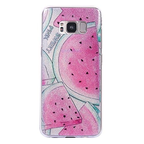 HeBan Luxury Bling Bling Glitter Sparkle Designer Case Shockproof Shining Fashion Style Back Cover for Samsung Galaxy S8 - Fruit Watermelon