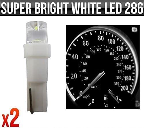 12v 1.2w T5 5mm Super Bright White LED Wedge Car Dashboard & Speedo Bulb 286 x 2