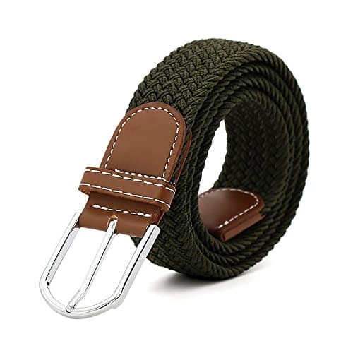 3ZHIYI Men's Elastic Canvas Belt (6-Green)