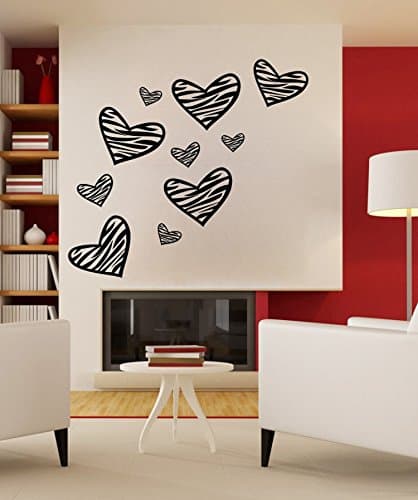 24.02x27.56in Graffiti hand drawing like wall decals zebra print wall decal heart shape free size easy art for bedroom girls boys kids