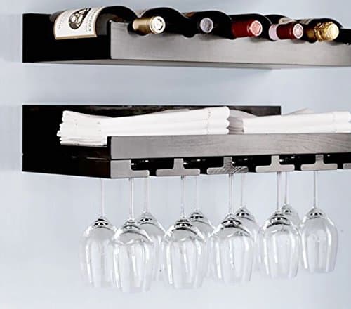 Wine Rack Vintage Wood Wine Racking Wall Wine Rack Wall Hanging Wine Cooler Creative Goblet Rack Wine Rack ( Color : Black , Material : Solid Wood )