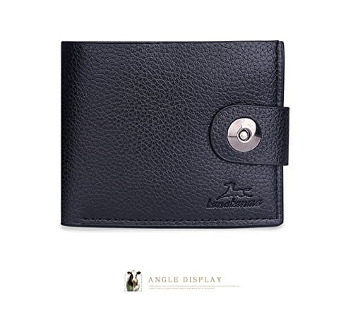 Men’s Soft Leather Around RFID BLOCKING Wallet Purse ID / Card Holder With Metal buckle button and High Capacity Pocket