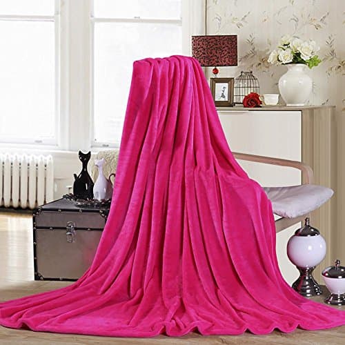 HDCM Fleece Blankets Bedspread King Size Luxury Extra Large Bed Fleece Blankets Super Soft Fluffy Warm Microfiber Solid Blanket, 180*200cm
