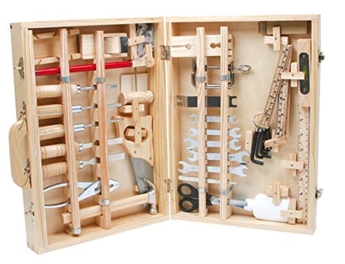 iAuctionShop Wooden Tool Case Tool Kit Carpentry Tools Age 8 Plus