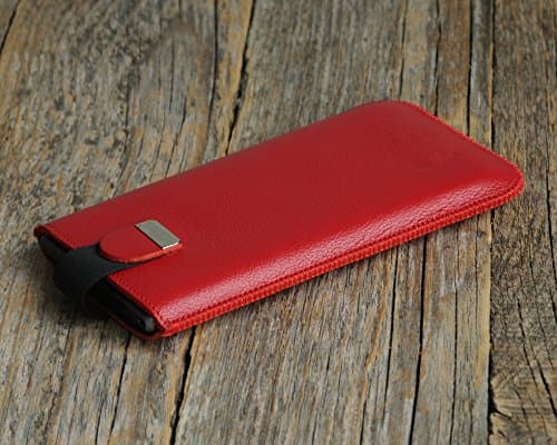 Red leather case for Samsung Galaxy S7 Edge cover lined magnetic flap handmade sleeve pocket pouch