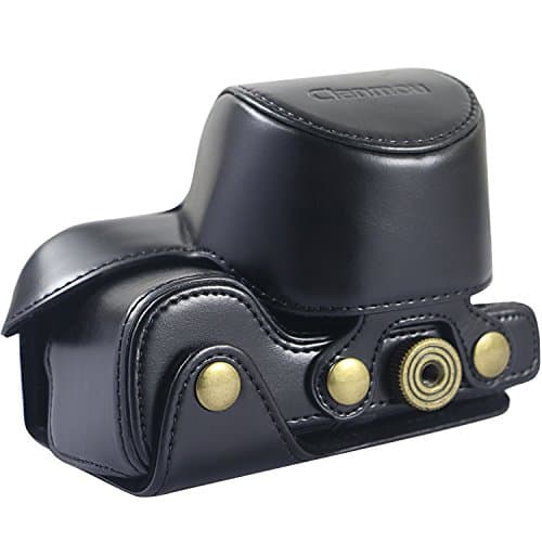 Clanmou Leather Camera Case Protective Bag Cover for Sony Alpha A6000 16-50mm Lens / Nex 6 with Shoulder Strap Camera Waterproof Cloth Bag Black