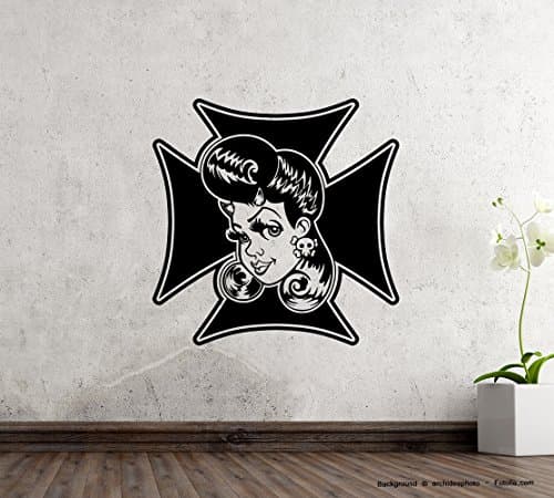 Wall Sticker Devil Skull Cross Hot Devilish Sexy Teuflisch Skull, Vinyl, light pink, 59,50 cm x 59,50 cm (Gr1)
