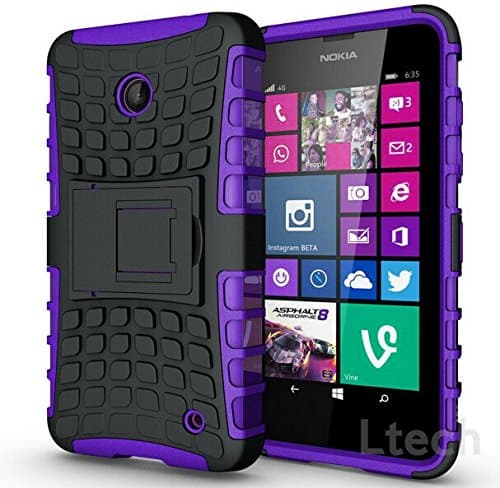 For HTC M10 (2016) - Hard Silicone Strong Heavy Duty Shock Proof Dual Layer Armour Protective Case Cover with Built-in Stand in PURPLE
