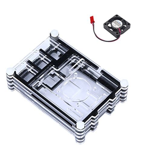 Unistorm Raspberry Pi 3 Acrylic Case with Cooling fan RPI 3 Shell with Mini Fan Support Raspberry Pi 2
