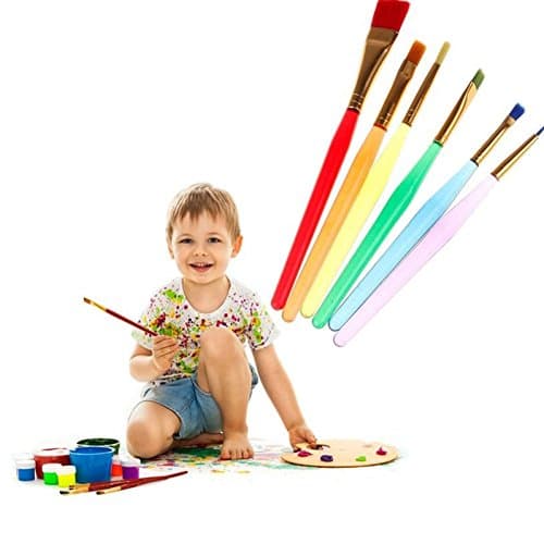 6pcs/set Flat Nylon Hair Paint Brush Set Plastic Handle Supplies Gouache Watercolor Acrylic Brushes Painting Art Artists vintage 1