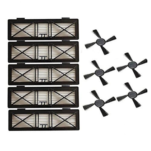 YTT 5pcs Ultra preformance Filter & 5pcs Side Brush Replacement For Neato Botvac D Series 945-0215 Filter 70e D75 D80 D85 Kits Parts