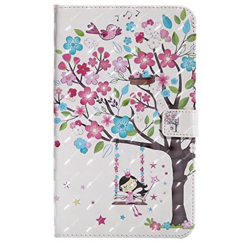 Samsung Galaxy Tab T385 Case , Multi-Function Screen Protector PU Leather , Ultra Slim Lightweight with Stand/Auto Sleep Wake-up Function Ciover Smart Case for Samsung Galaxy Tab T385 Case - Girl under the tree + 1X Dust plug & Dustproof cloth