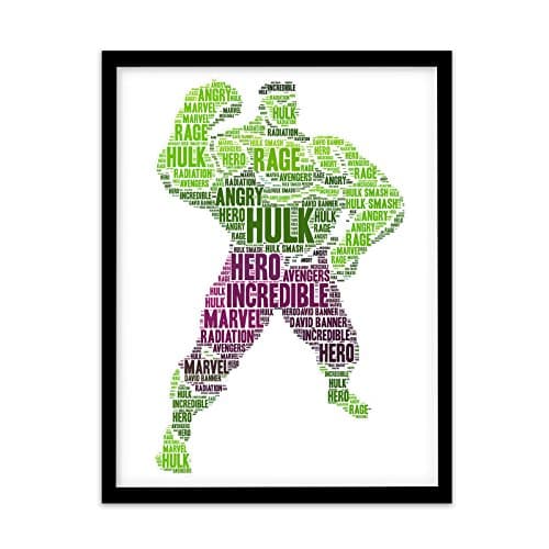 FP1041 Unusual Marvel DC Gifts ? Hulk A4 Print Personalised Word Art
