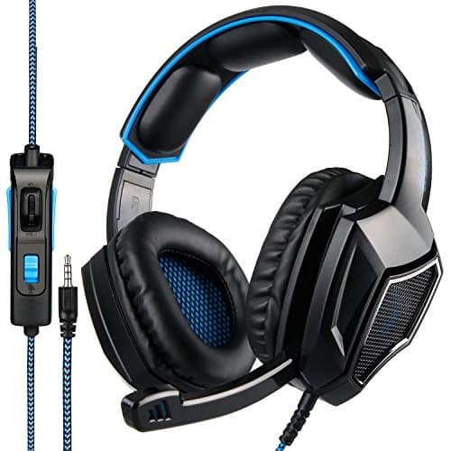 Xbox one Gaming Headset, Plus 3.5mm Wired Stereo Gaming Headset with Mic Over Ear Headphones for PC/MAC/PS4(BlackBlue)