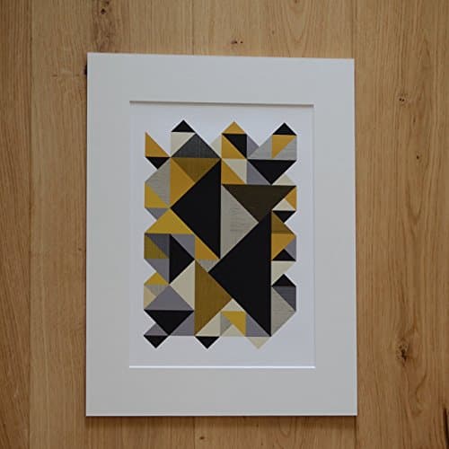 Triangles - geometric print, large wall art, art, wall art, gift for men, fine art prints, room decor, yellow, grey, black, poster, organic texture, print with mount, A5, A4, A3