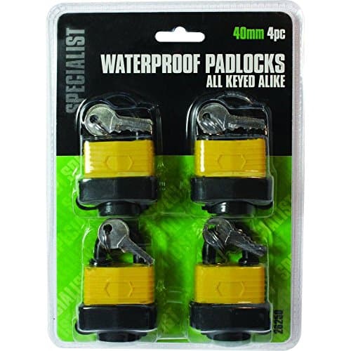 Padlock Waterproof Laminated 4 Set Gate Door Toolbox 40mm Shackle Pad Lock 8 Key
