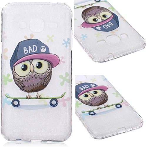 Galaxy J3 Case, Silicone Case for Samsung Galaxy J3, GrandEver Soft TPU Bumper Shell Cute Skateboard Owl Pattern Design Case Cover Rubber Gel Skin Hull for Galaxy J3 Silicone Cover Transparent Clear Cell Phone Back Cover Protective Shell for Samsung Galaxy J3