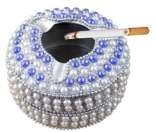 Ashtray with 3 Cigarette Holder- Decorative Round Colourful Ceramic Ash Tray Office & Bar Indoor & Outdoor