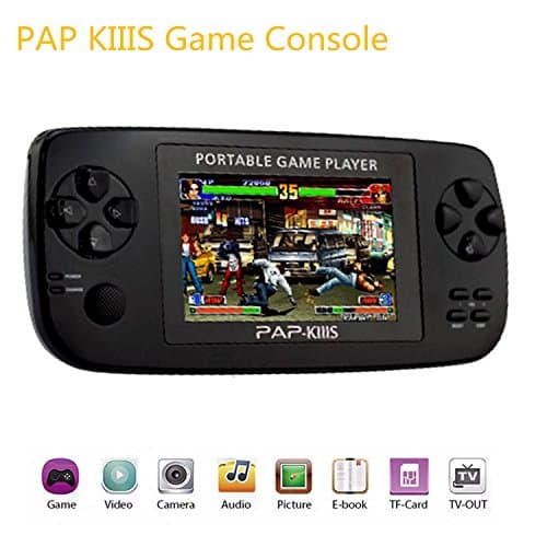Portable Handheld Game Console,600 Classic Video Games 64Bit PAP KIIIS Perfectly Support Arcade Game/GBA/SFC/SNES/SEGA/FC/NES MP3 Music Player Camera (Black)