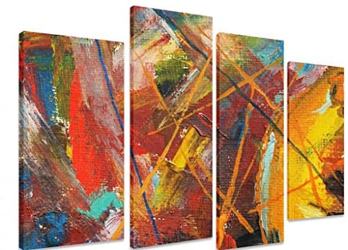 Canvas Art Picture - Textured Abstract Background Painting + 4 Panel Extra Large - Multi Split Panel - Total Size 152cm x 111cm (60"x44") - Stapled onto Timber frames, ready to hang - Exclusive Art by Fluffy Cloud Design