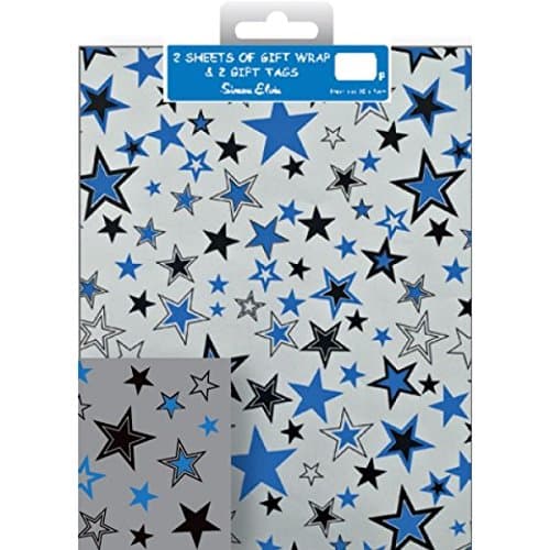 2 Double Packs Gift Wrap Traditional Male Pattern & Tags - Total of 4 sheets of quality wrapping paper and 4 tags