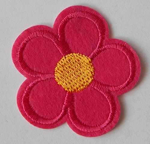 Dark pink flower patch - iron-on or sew-on - 5cm (50mm)
