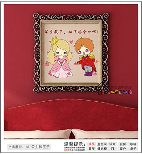 Smncnl Wall decals removable bathroom tiled bathroom decor sticker pvc waterproof Korean cartoon mang posters lovely wall surface, princess and Prince of Wales