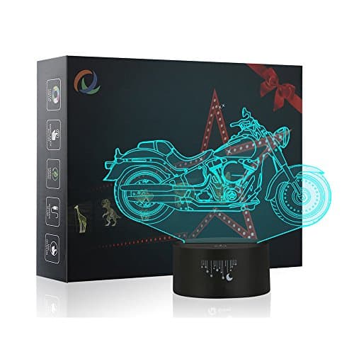 Motorcycle Model3D Night Light Touch Table Desk Lamps, Yunplus 7 Color Changing Lights with Acrylic Flat & ABS Base & USB Charger for Holidays Gifts