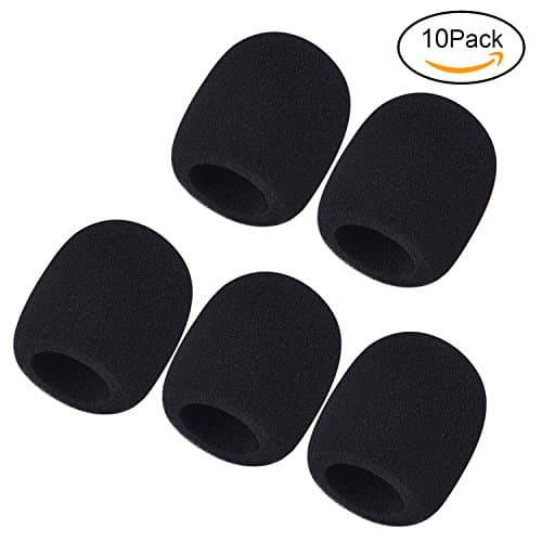 TSLIKANDO 10Pack Foam Mic Windscreen for Handheld & Condenser Microphone, Black