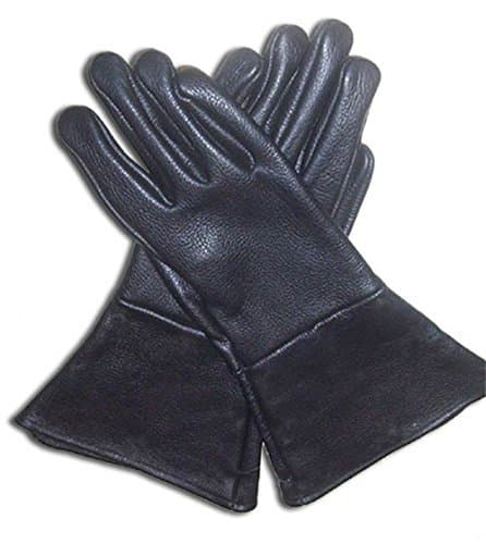 Leather Gauntlet Gloves BLACK X-Large (extra large) Long Arm Cuff by Leather Mystics
