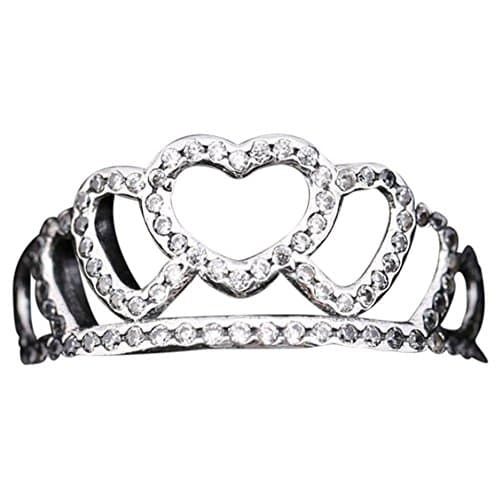 925 Sterling Silver Hearts Tiara Ring (P)