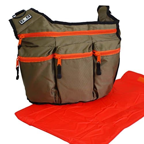 Diaper Dude Original Messenger I Changing Bag Olive/Orange