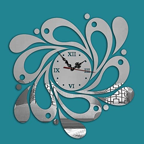 Round petal stereo clock mirror wall stickers personalized mirror clock , Silver