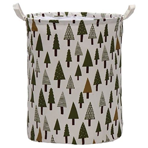 Folding Cylindric Waterproof Coating Canvas Fabric Laundry Hamper Storage Basket with Drawstring Cover