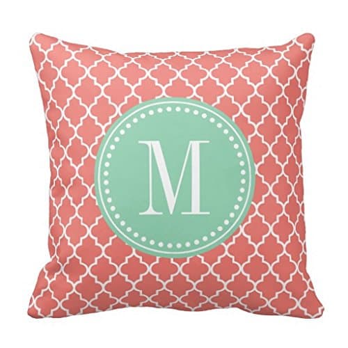 Coral Moroccan Tiles Lattice Personalized Pillow Case 18" 18"