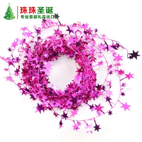 LiWan Christmas decorations 7.5 m long iron five-point star-flower wool ribbon christmas tree ornaments, gold a volume of 7.5 m