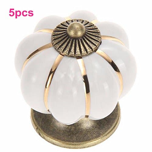 Oft 5pcs. Pumpkin Knob Cupboard Handle Knob Door Ceramic Porcelain Cupboard Door Knob white