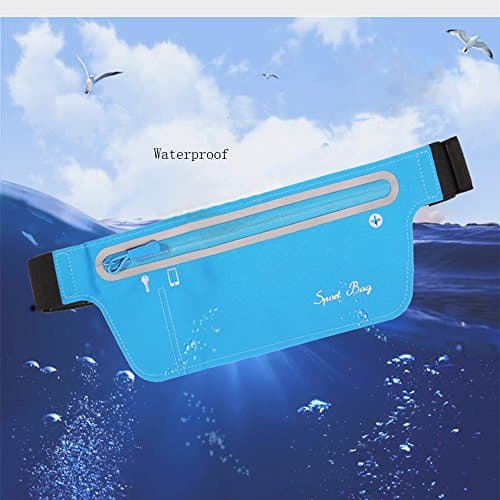 Running Belt Waist Pack, Waterproof Bag for iPhone 6 7 8 Plus Samsung, Waist Belt with Buckle and Zipper, Sport Waist Pouch for Earphones Keys Cards Mobile Phone,Green
