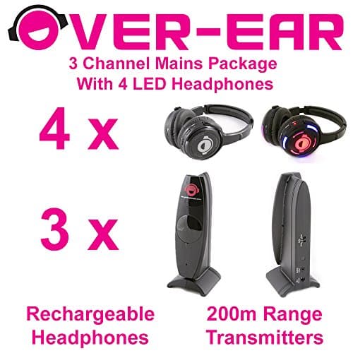 Silent Disco Package - 3 Channels & 4 LED Headphones