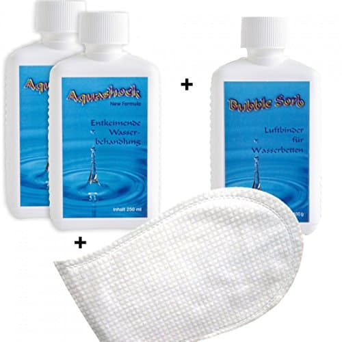 Aqua Shock Water Steriliser By Knitter 2 x 250 Ml and 400 Grams Plus 1 Care Glove Binder Top Bubble Air Free