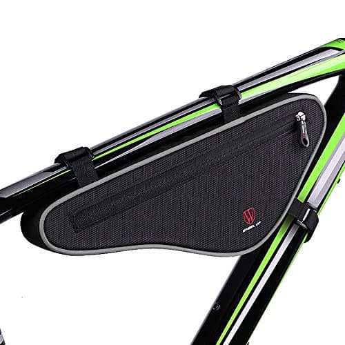 Fozela Bike Cycling Bicycle Triangle Bag Front Saddle Frame Pouch Outdoor(Black gray)