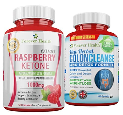 RASPBERRY KETONE + COLON CLEANSE Super Strong FAT BURNER For FAST WEIGHT LOSS ! Raspberry Ketones 1000mg Slimming Tablets - Specially Formulated To Increase Metabolism and BURN FAT FAST ! Research has shown this to be Especially Effective in Shifting Hard to Reach BODY FAT in areas such as around the STOMACH and HIPS ! AMAZING Fat Burner from FOREVER HEALTH ! Lose Weight and Slim Fast ! 120 x Diet Pills + 120 Cleanse Tablets - FREE UK DELIVERY + FREE DIET PLAN With Every Order