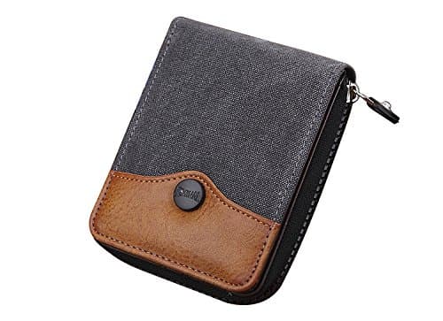 Canvas leather Wallet , Double layer Classic Bifold Purse with Card Holder for men and Teenagers