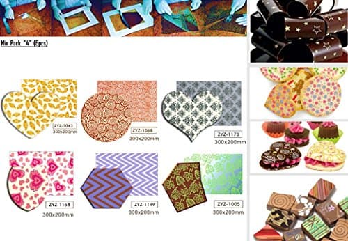 Pack 6 pieces Printed Chocolate Transfer Sheet Edible Designs for Decorations (MOD4)