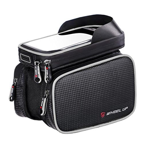 New 6.2 Inch Waterproof Touch Screen Bike Bag Front Frame Top Cell Phone TPU Cycling Bag MTB Road Mountain Bicycle Case Handlebar Bags , gray