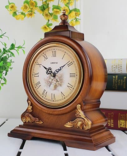 CAIJUN wall clock Modern Living Room Bedroom Classical Mute Bracket Clock, Imitation Wood Clock, Creative European-style Watches And Clocks